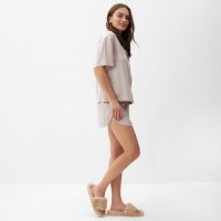 Пижама женская (рубашка и шорты) KAFTAN SILK "Полоска" р.44-46, бежевый Пижама женская (рубашка и шорты) KAFTAN SILK "Полоска" р.44-46, бежевый