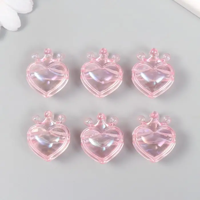 Бусина для рукоделия и плетения &laquo;Арт Узор. Сердечко с короной розовое&raquo;, пластик, 2.1&times;1.4&times;2.5 см