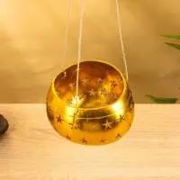 Подсвечник подвесной из кокоса, 14&times;14&times;10 см, золото