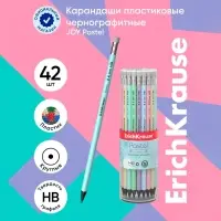 Карандаш чернографитный с ластиком ErichKrause &laquo;Pastel&raquo;, HB, грифель d=2.2 мм, пластик, круглый в тубусе, пастель МИКС
