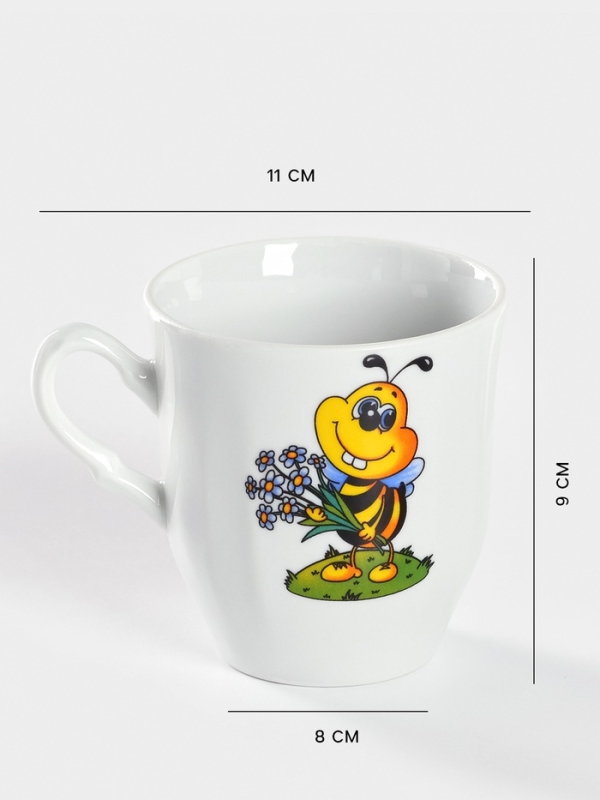 Кружка детская Добрушский завод &laquo;Пчёлы&raquo;, 250 мл, фарфор, белая, рисунок МИКС