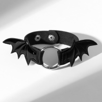 Браслет кожа &laquo;Летучая мышь&raquo;, цвет чёрный в серебре