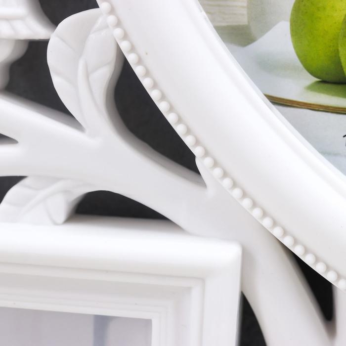 Фоторамка пластик на 6 фото 10х15 см, 13х13 см, 10х10 см "Семейное древо" белая 56х44,5 см