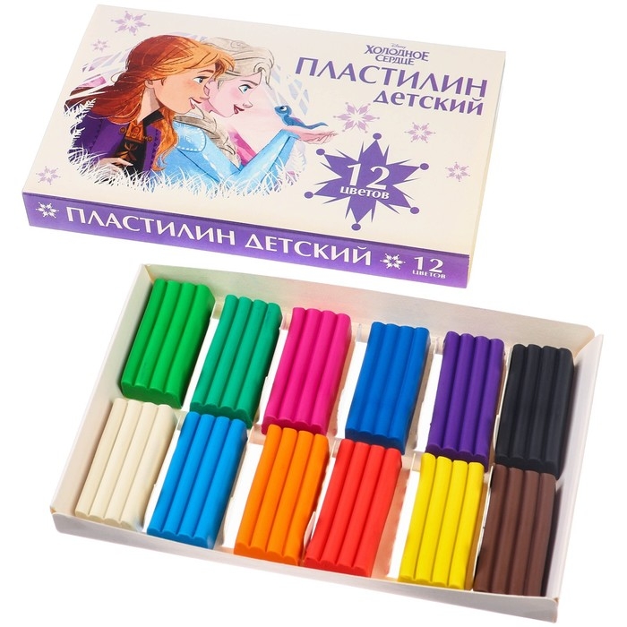 Пластилин «Детский», 12 цветов, 180 г, Холодное сердце Пластилин «Детский», 12 цветов, 180 г, Холодное сердце