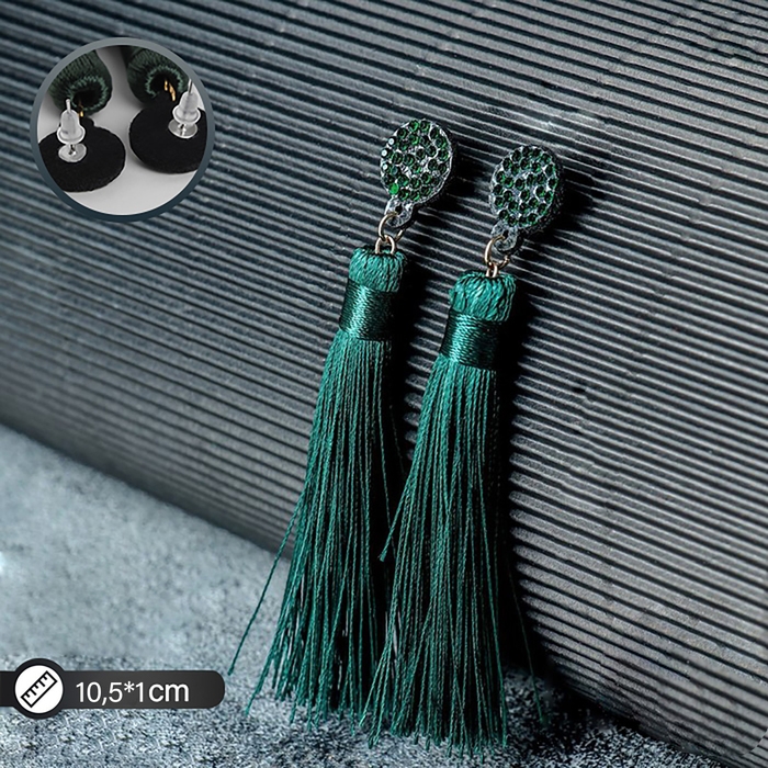 Серьги «Кисти» гармония, цвет изумрудный, L кисти 8,5 см Серьги «Кисти» гармония, цвет изумрудный, L кисти 8,5 см
