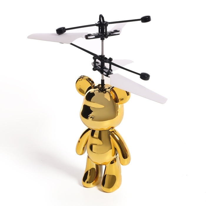 Супербол &laquo;Мишка Флай&raquo;, летает, работает от аккумулятора, цвет золотой