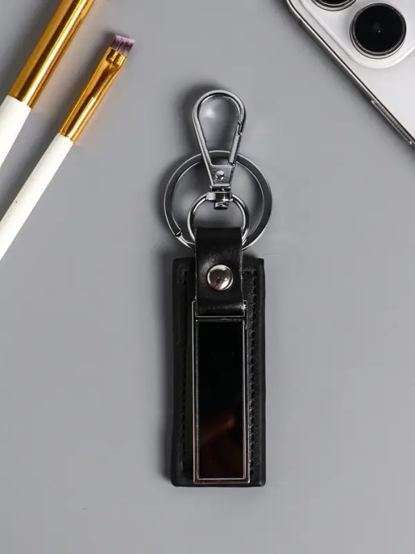 Брелок под нанесение кожзам, металл "Стиль" размер окна 4,5х1,3 см, чёрный 11,7х2,7х0,7 см   1090438