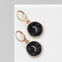 Серьги эмаль &laquo;Искусство&raquo; полумесяц, цвет чёрный в золоте