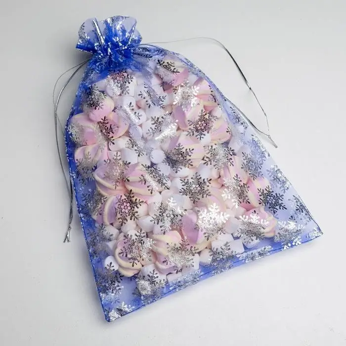 Мешочек подарочный органза &laquo;Снежинки&raquo;, 20 х 30 см +/- 1.5 см