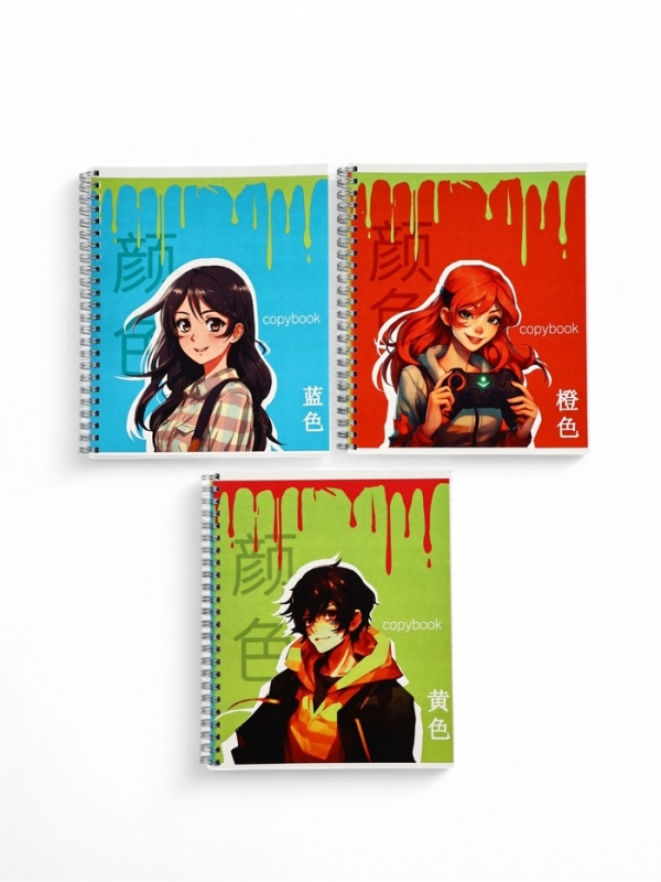 Тетрадь А5, 96 листов на спирали, 3 шт. &laquo;Яркие. Аниме&raquo; МИКС