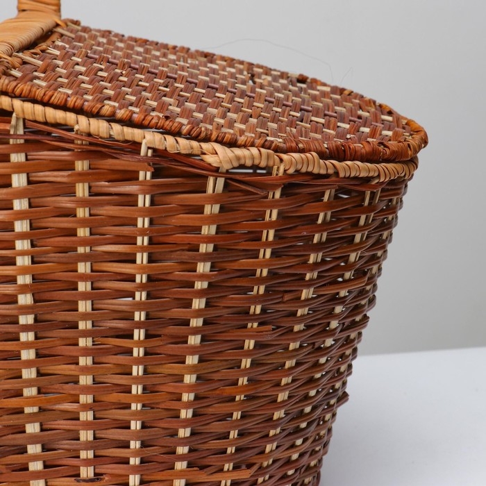 Корзина для пикника с крышкой , 42х28 Н27/46 см Корзина для пикника с крышкой , 42х28 Н27/46 см