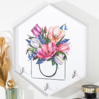 Крючки декоративные 3 крючка "Тюльпаны в пакете" 34х30 см Крючки декоративные 3 крючка "Тюльпаны в пакете" 34х30 см