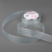 Лента капроновая, с люрексом, 25 мм &times; 9,1 &plusmn; 0,5 м, цвет белый/серебряный