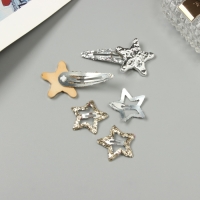 Невидимка для волос "Беатрис" (набор 5 шт) звезда, 3,5 и 6 см, серебро золото Невидимка для волос "Беатрис" (набор 5 шт) звезда, 3,5 и 6 см, серебро золото