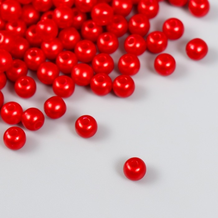 Набор бусин Набор бусин "Рукоделие" пластик, диаметр 6 мм, 25 гр, алый