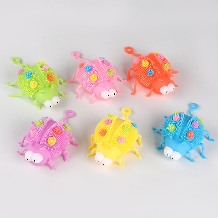 Мяч детский резиновый ёжка световой &laquo;Божья коровка&raquo;, цвета МИКС , в шоубоксе