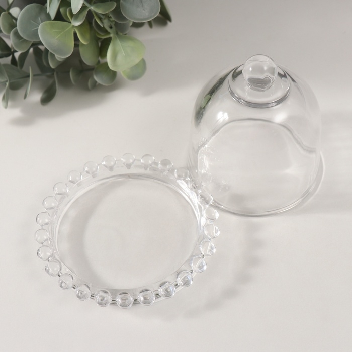 Подсвечник стекло на 1 свечу Подсвечник стекло на 1 свечу "Купол с капельками" прозрачный 9,5х9,5х8,5 см