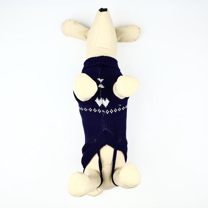 Одежда для собак. Свитер вязаный с орнаментом &laquo;Новогодний&raquo;, синий, размер XL