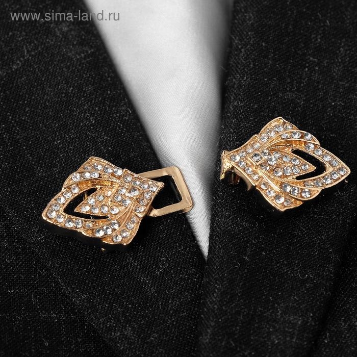 Зажим для кардигана «Пики», цвет белый в золоте Зажим для кардигана «Пики», цвет белый в золоте