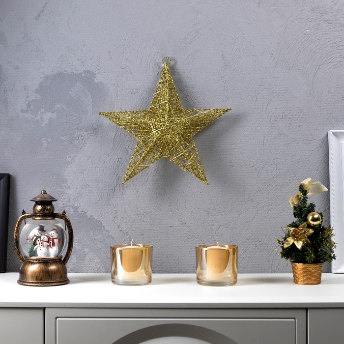 Светодиодная фигура &laquo;Золотистая звезда&raquo; 30.5 см, металл, батарейки ААх2 (не в комплекте), свечение тёплое белое