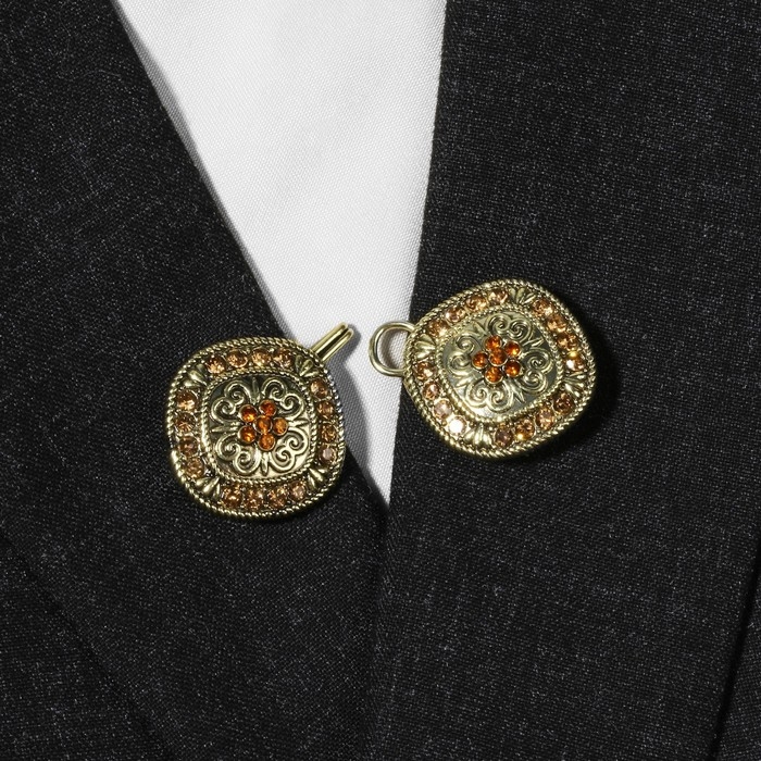 Зажим для кардигана «Этнос», цвет коричневый в чернёном золоте Зажим для кардигана «Этнос», цвет коричневый в чернёном золоте