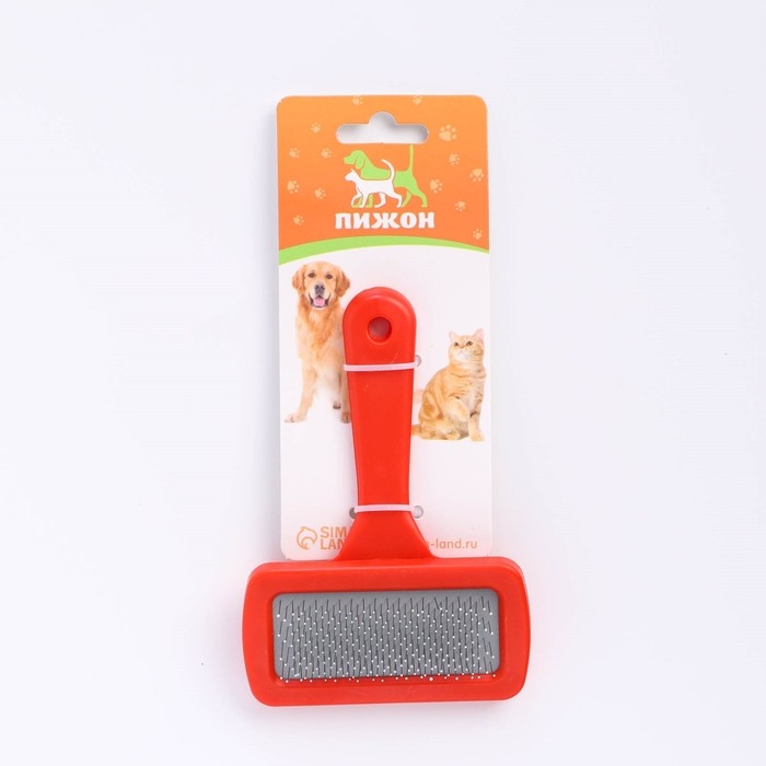 Пуходёрка Пуходёрка "Симпл" с каплями, с пластиковой ручкой 9,2 х 13,2 см, красная