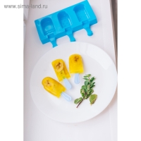 Форма для мороженого &laquo;Эскимо со сладостями&raquo;, силикон, 19,5&times;17,7 см, 3 ячейки (7&times;4,2 см), цвет МИКС