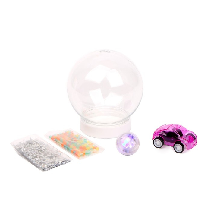 Набор для творчества &laquo;Светящийся шар с гидрогелем&raquo;, машинка цвета МИКС (зелёный, розовый, голубой, красный)
