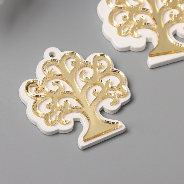 Декор для творчества дерево, пластик "Деревце" зеркальный набор 2 шт 4,1х4,8 см