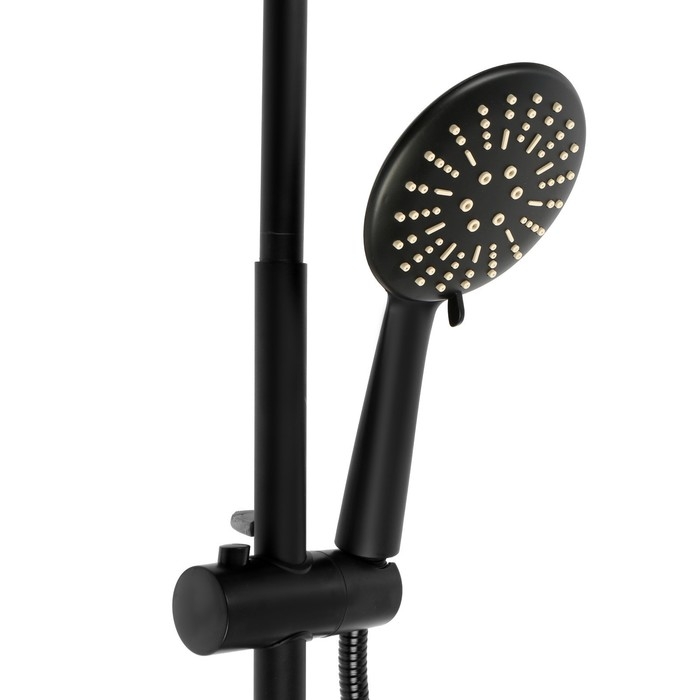 Душевая система ZEIN ZS-1BL, смеситель, тропическая и ручная лейка 3 режима, латунь, черная Душевая система ZEIN ZS-1BL, смеситель, тропическая и ручная лейка 3 режима, латунь, черная