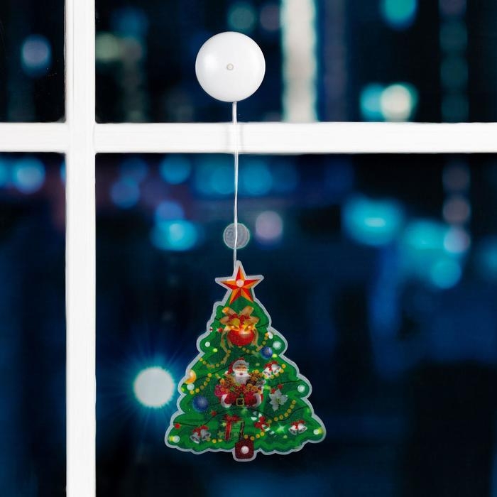 Светодиодная фигура на присоске «Ёлка» 16 × 20 см, пластик, батарейки АААх3 (не в комплекте), свечение тёплое белое Светодиодная фигура на присоске «Ёлка» 16 × 20 см, пластик, батарейки АААх3 (не в комплекте), свечение тёплое белое