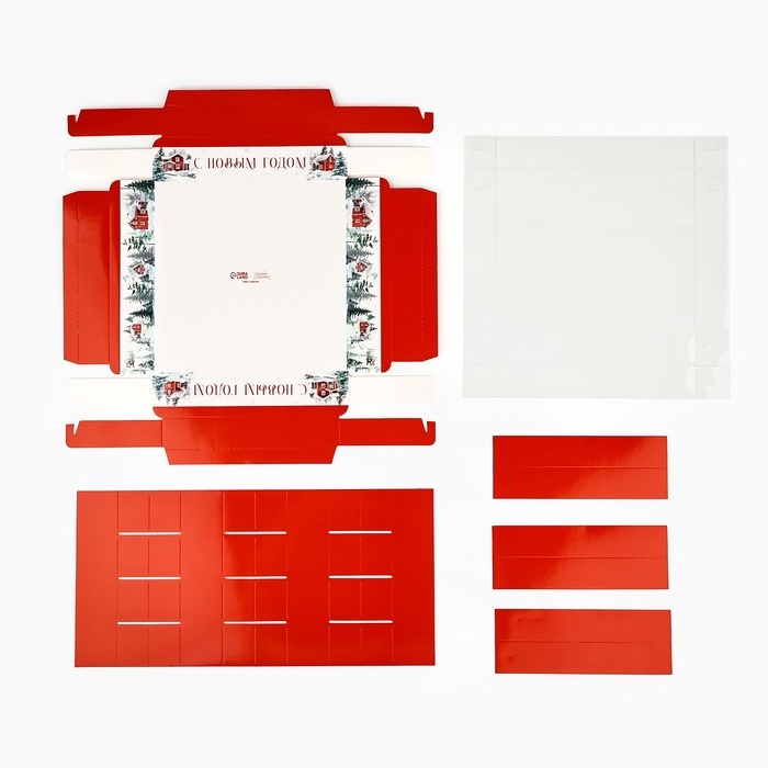 Коробка под 16 конфет с ячейками «Снежные домики», 19 х 19 х 3 см Коробка под 16 конфет с ячейками «Снежные домики», 19 х 19 х 3 см