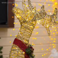 Светодиодная фигура &laquo;Олень золотистый&raquo; 70 &times; 120 &times; 30 см, металл, 220 В, свечение тёплое белое