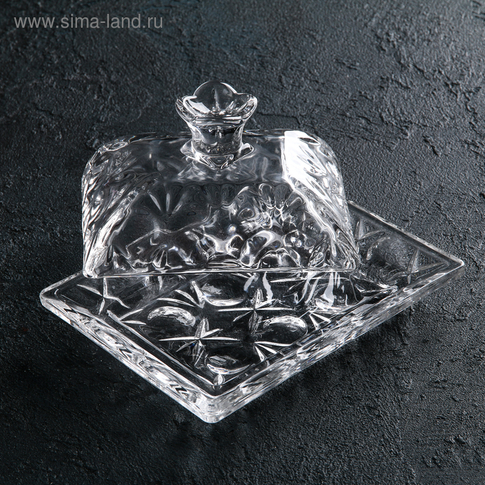 Маслёнка стеклянная Доляна &laquo;Семицвет&raquo;, 15,5&times;11,5&times;8 см