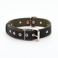 Ошейник комбинированный безразмерный, кожа/брезент, 65 х 3,5 см, ОШ 31-61 см, чёрный Ошейник комбинированный безразмерный, кожа/брезент, 65 х 3,5 см, ОШ 31-61 см, чёрный