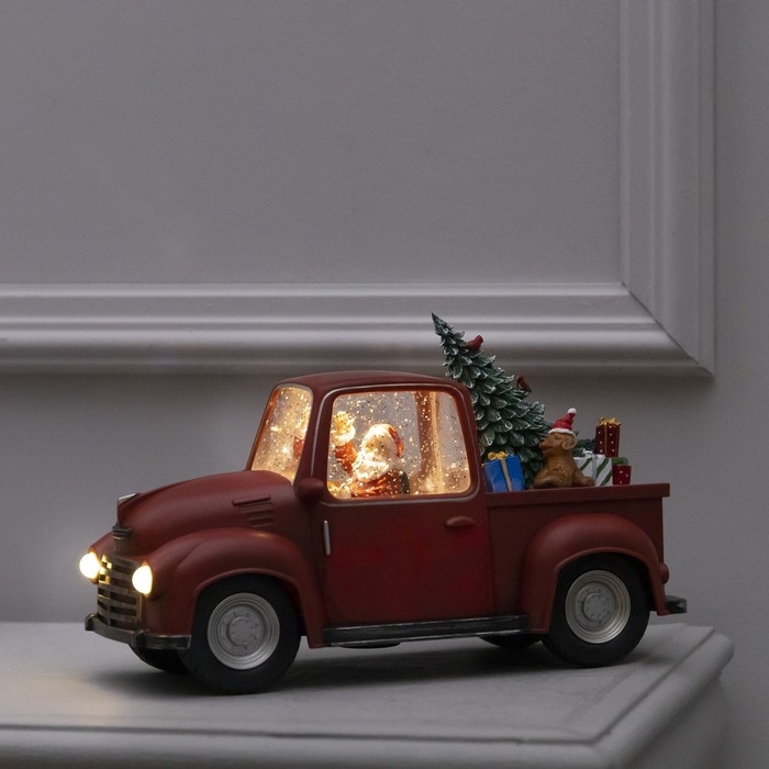 Светодиодная фигура &laquo;Машина с подарками&raquo; 28 &times; 18.5 &times; 12 см, пластик, батарейки ААх3 (не в комплекте), USB, свечение тёплое белое