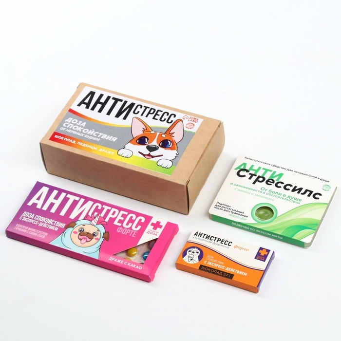 Мининабор &laquo;Антистресс&raquo;, шоколадное драже 20 г., леденцы со вкусом мяты и прополиса 16 г., молочный шоколад 27 г.