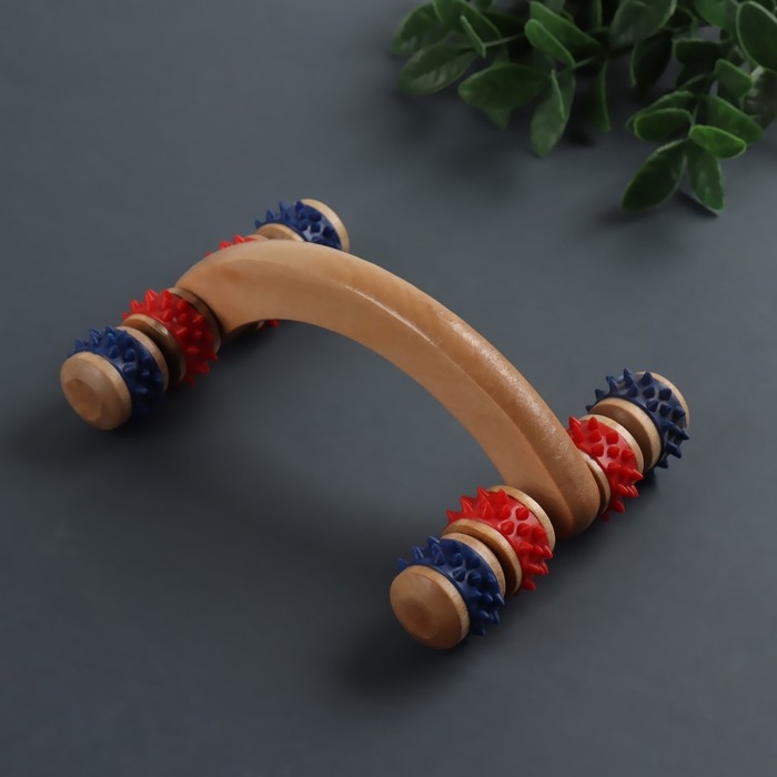 Массажёр деревянный, 15 &times; 10,5 &times; 5 см, 8 колёс, цвет МИКС