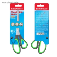 Ножницы Standard+ Ergo, 19 см, лезвия из нержавеющей стали, антискользящие резиновые вставки, ударопрочный пластик, блистер, МИКС