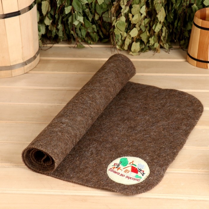 Лежак для бани темный с вышивкой Лежак для бани темный с вышивкой "Банька по-русски" 150х50 см