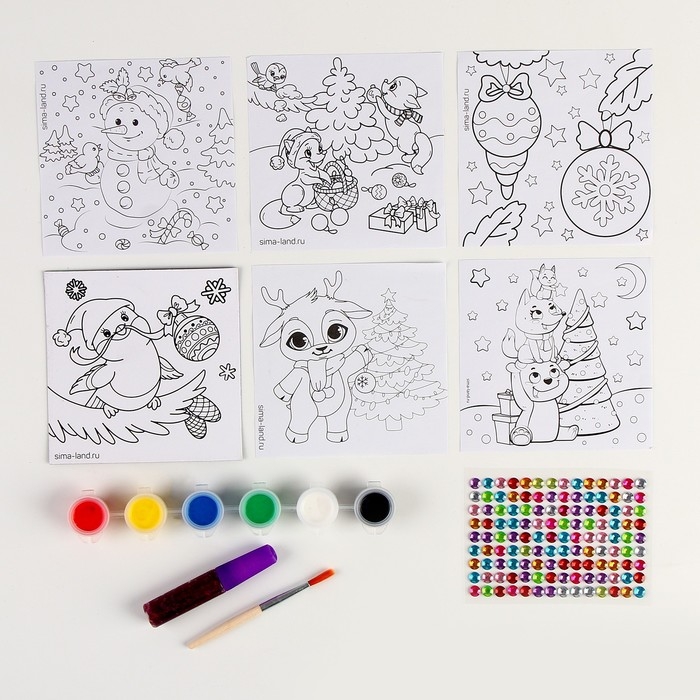 Ёлочные шары под раскраску на новый год &laquo;Загадай желание&raquo;, 6 шт, новогодний набор для творчества