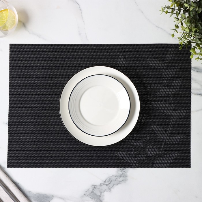 Салфетка сервировочная на стол Доляна &laquo;Росток&raquo;, 45&times;30 см, черная