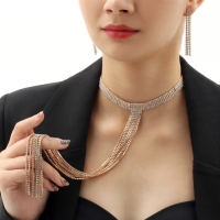 Набор 2 предмета: серьги, колье &laquo;Лёд&raquo; дорожка, цвет белый золоте, 30 см