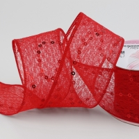 Лента декоративная &laquo;Пайетки&raquo;, 40 мм, 9 &plusmn; 0,5 м, цвет красный