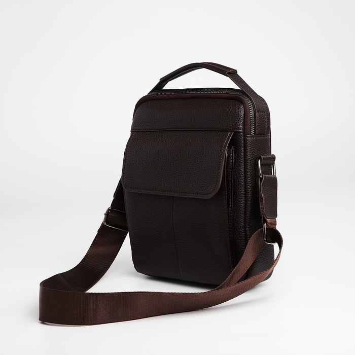 Сумка мужская через плечо TEXTURA, 2 наружных кармана, цвет коричневый Сумка мужская через плечо TEXTURA, 2 наружных кармана, цвет коричневый