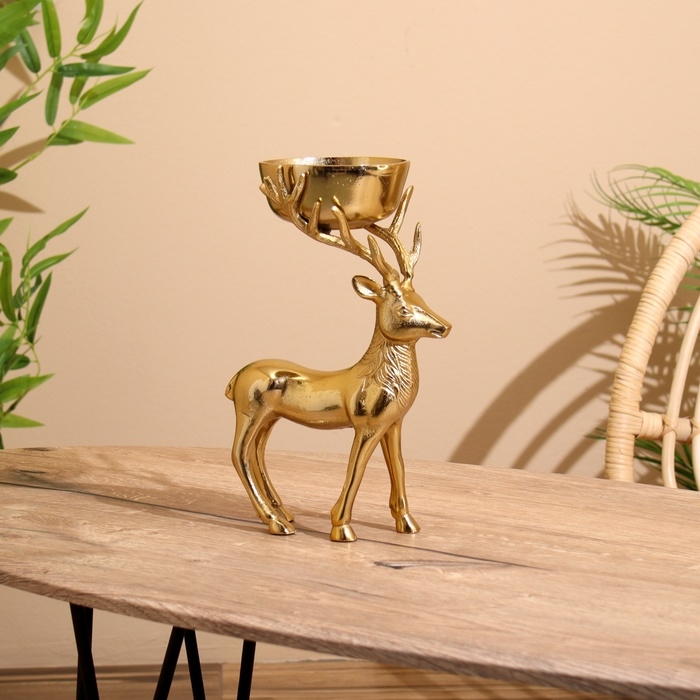 Подсвечник "Олень" алюминий 19х12х28 см