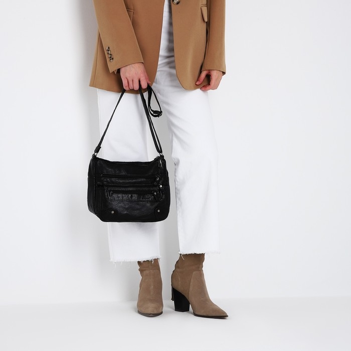 Сумка-мешок на молнии, цвет чёрный Сумка-мешок на молнии, цвет чёрный