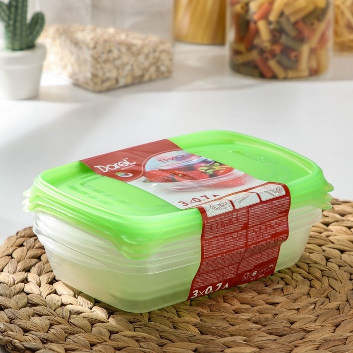 Набор контейнеров &laquo;Трио&raquo;, 3 шт, 700 мл, цвет прозрачный, крышка МИКС