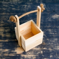 Кашпо деревянное 12&times;12&times;11(25) см "Ажур", ручка верёвка, натуральный Дарим Красиво