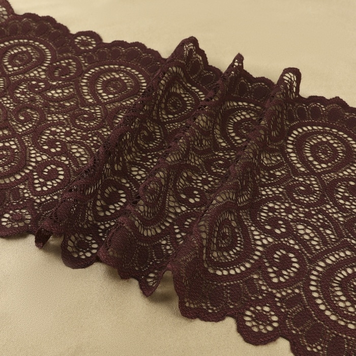 Кружевная эластичная ткань, 180 мм &times; 2,7 &plusmn; 0,5 м, цвет шоколадный